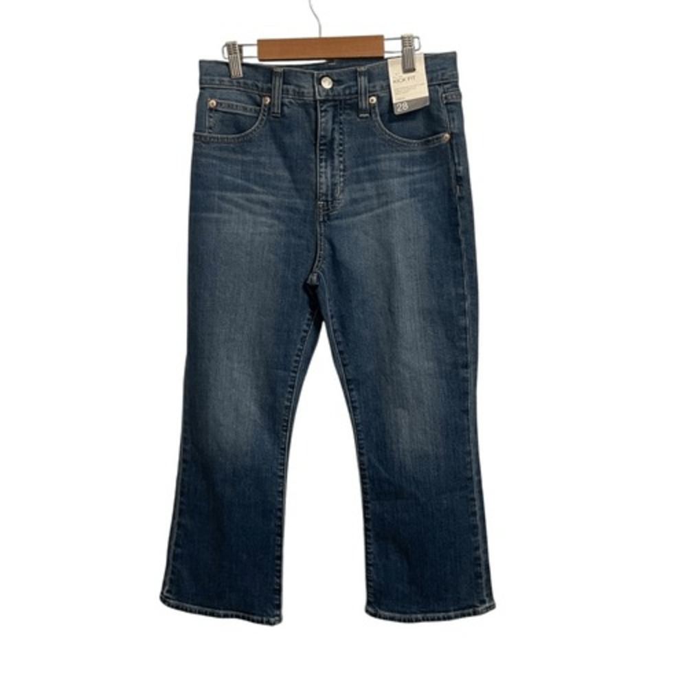 Gap High Rise Kick Fit Jeans 28 Petite Dark Wash Ankle Flare Stretch Denim
